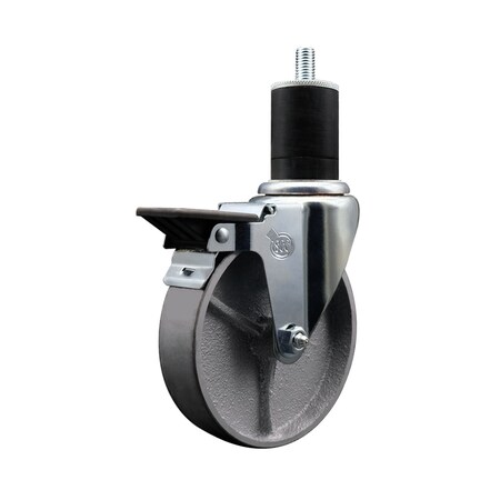 Service Caster 5'' Semi Steel Swivel 1-3/4'' Expanding Stem Caster with Brake SCC-EX20S514-SSS-PLB-134